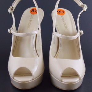 Enzo Angiolini White Patent Leather Peep Toe Sling